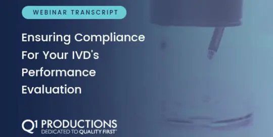 Ensuring Compliance for your IVD’s Performance Evaluation – Webinar Transcript – Part 1