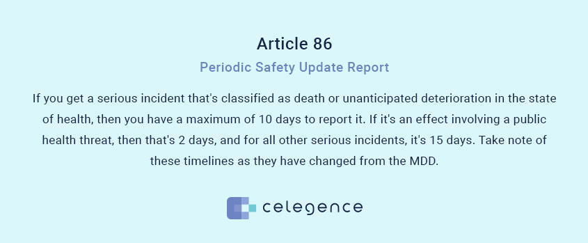 Post Market Surveillance Under EU MDR - Article 86 - Periodic Safety Update Report