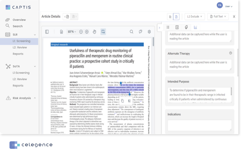 Screenshot CAPTIS Interface - Celegence Life Science Regulators