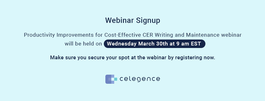 Webinar Signup - Cost-Effective CER Writing Celegence