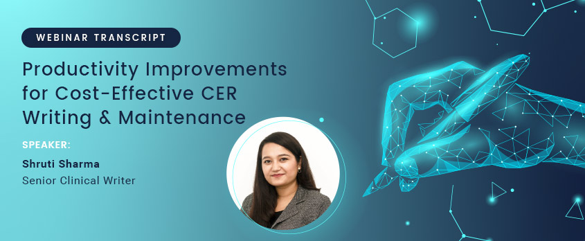 Productivity Improvement Cost-Effective CER- Webinar Transcript - Shruti Sharma