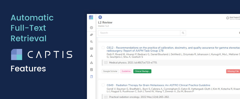 Automatic Full Text Retrieval Systematic Literature Reviews CAPTIS Features